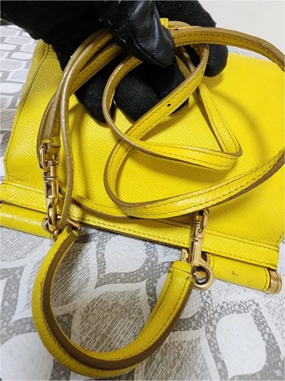 Authentic DOLCE & GABBANA Dauphine Small Miss Sicily Satchel Bag Yellow